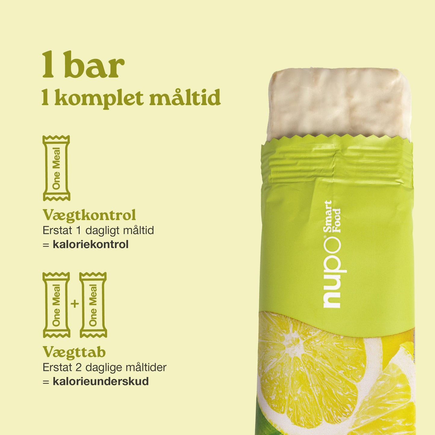 Nupo One Meal Bar Lemon Crunch måltidserstatning bar stående