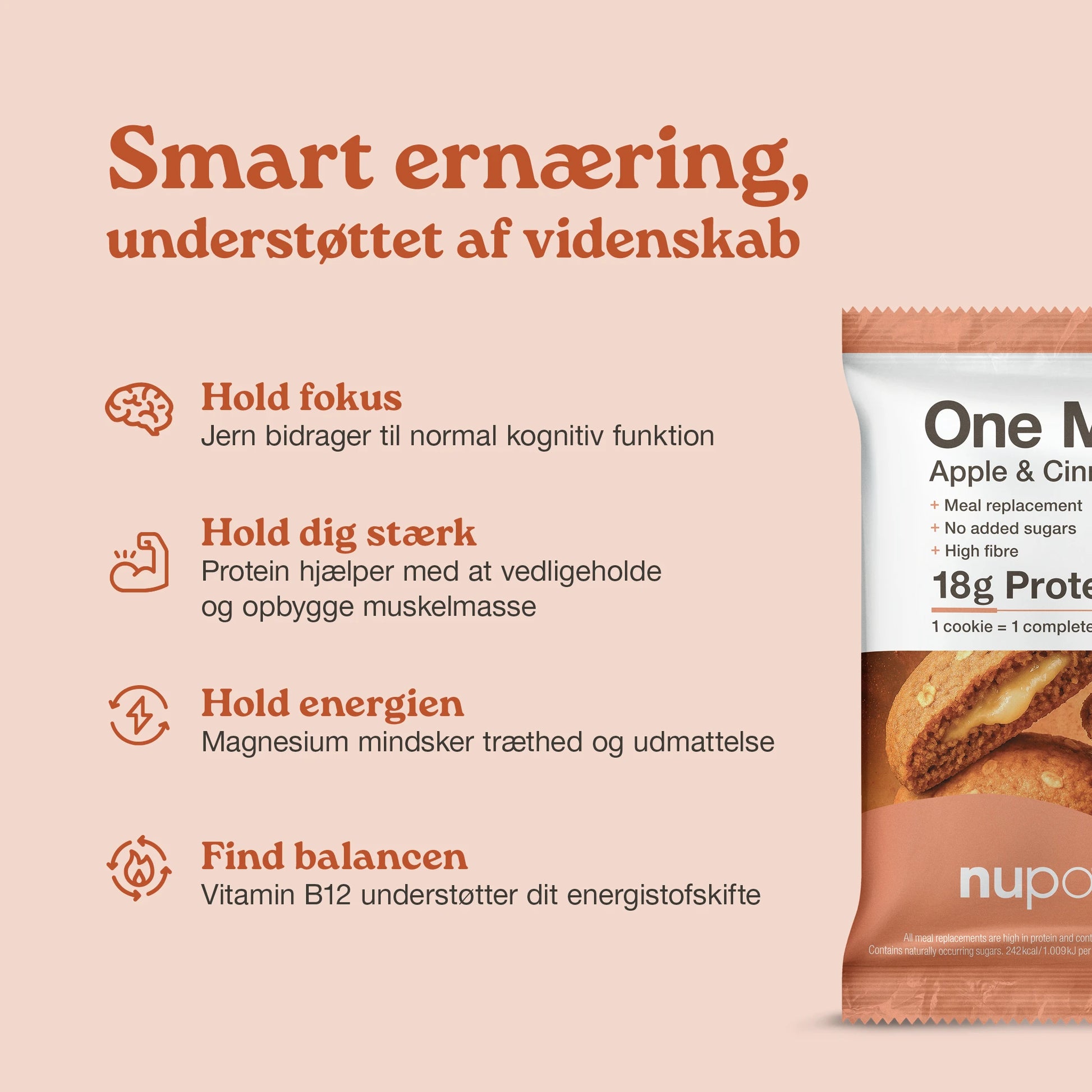 Nupo One Meal Bar Apple & Cinnamon bar fordele protein fibre