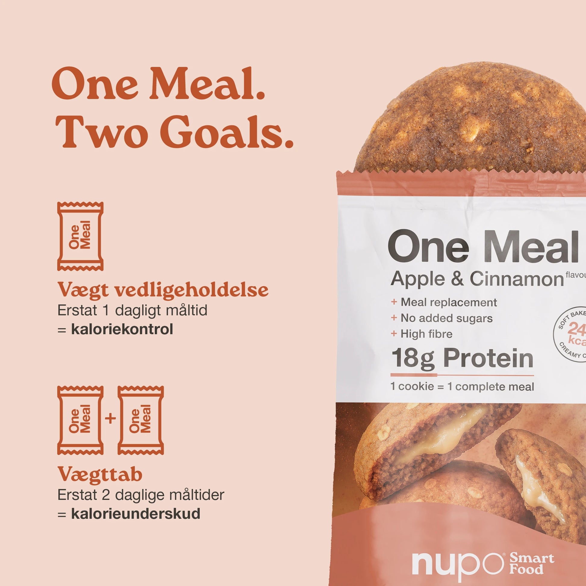 Nupo One Meal Bar Apple & Cinnamon soft-baked cookie stående