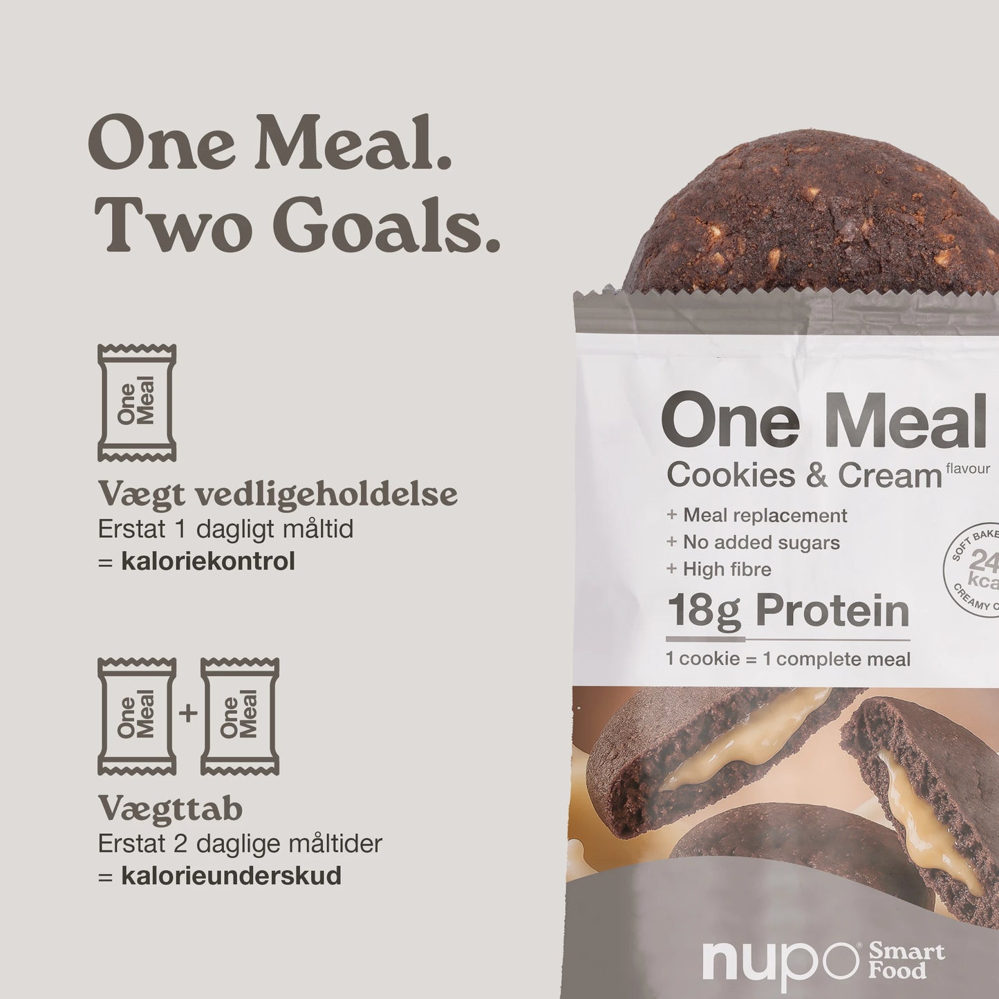 Nupo One Meal Bar Cookies & cream soft-baked cookie stående