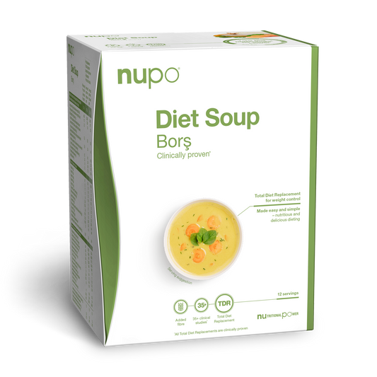 Bors, a classic diet soup from Nupo, known for its tangy flavor and low calorie count.