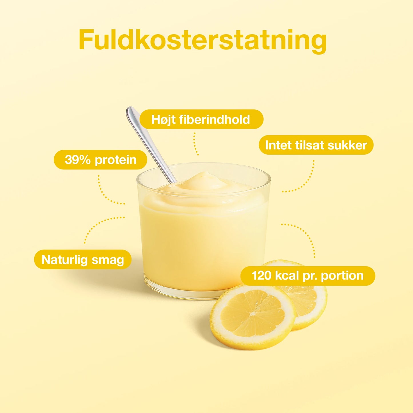 Lemon Pudding in a glass with high fiber content, 39% protein, and natural flavor, perfect for dieting.