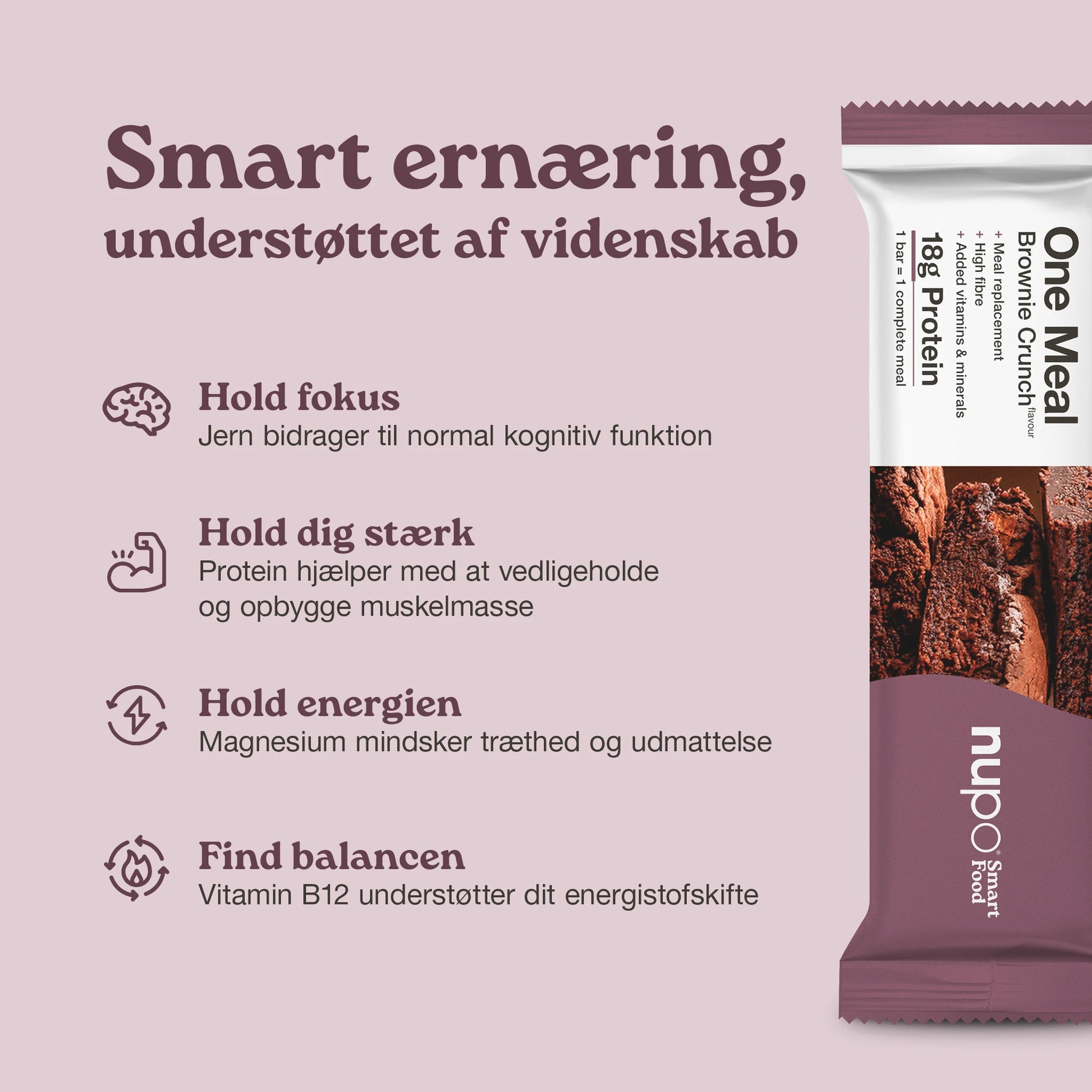 Nupo One Meal Bar Brownie Crunch måltidserstatning bar stående