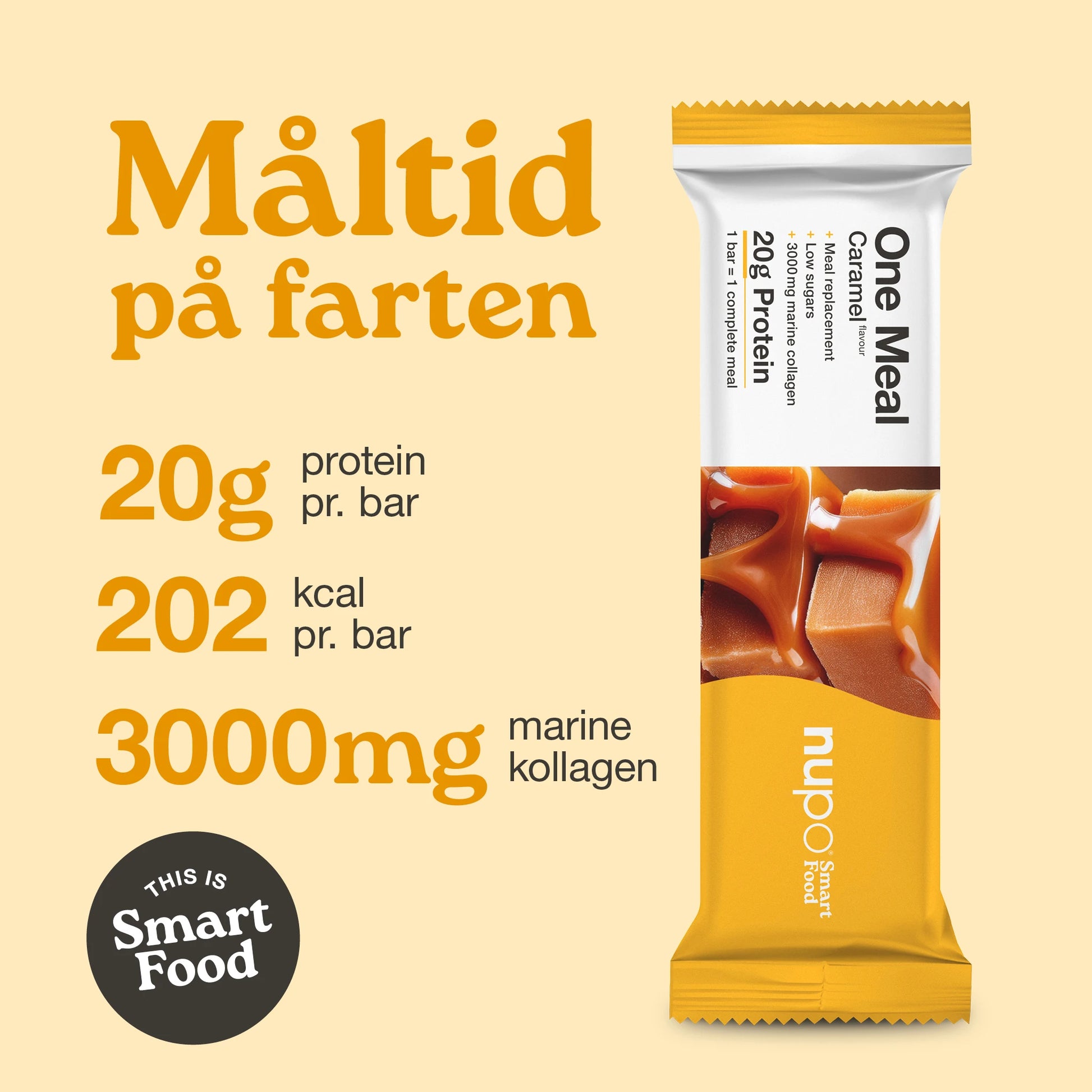 Nupo One Meal Bar Caramel næringsindhold vitaminer mineraler