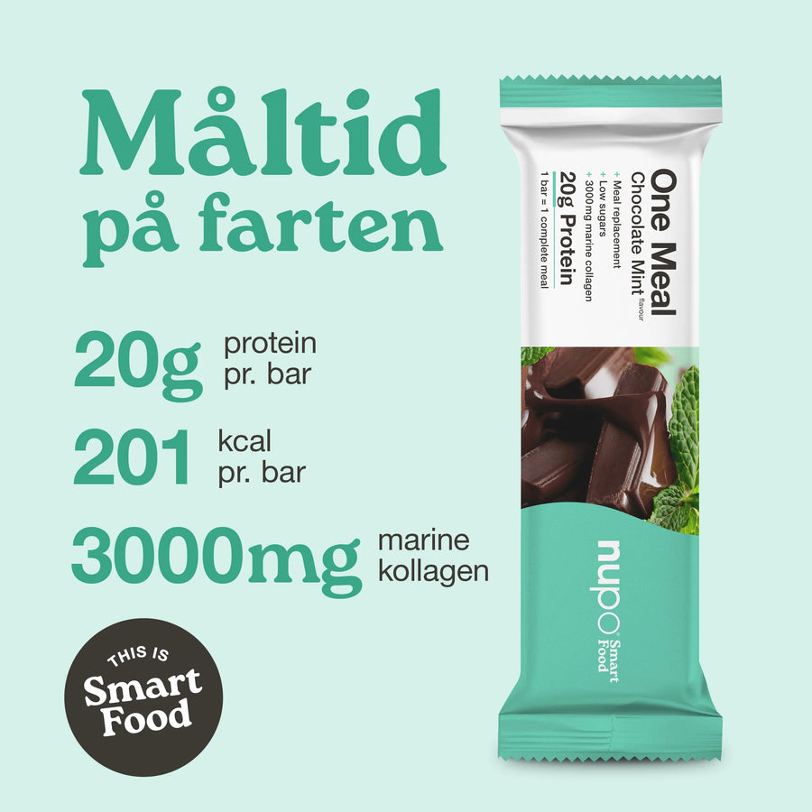 Nupo One Meal Bar Chocolate Mint næringsindhold vitaminer mineraler