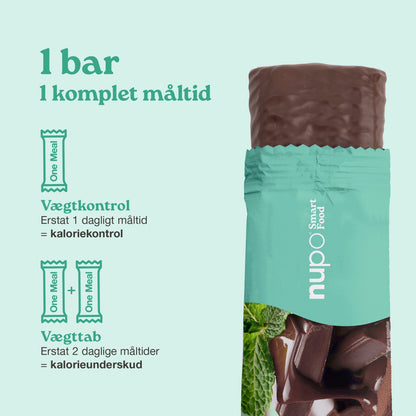Nupo One Meal Bar Chocolate Mint måltidserstatning bar stående