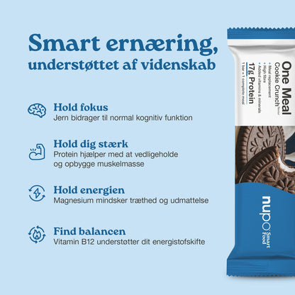 Nupo One Meal Cookie Crunch smart ernæring – høj protein, vitaminer og fibre til vægtkontrol