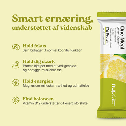Nupo One Meal Bar Lemon Crunch fordele højt protein fibre