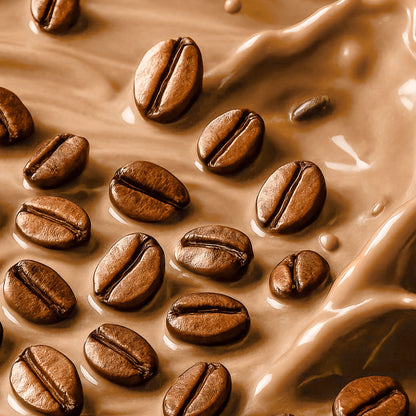 Coffee beans ved siden af Nupo One Meal RTD Caffe Latte shake
