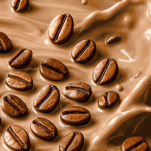 Coffee beans ved siden af Nupo One Meal RTD Caffe Latte shake