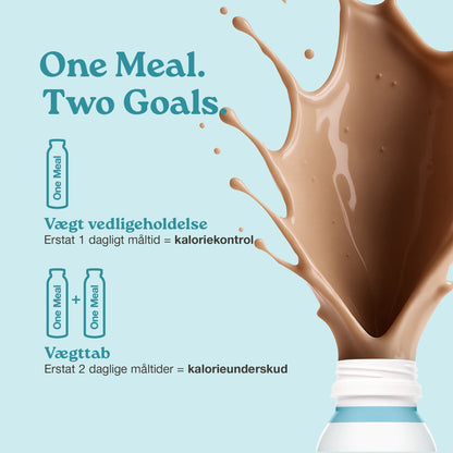 Hånd holder Nupo One Meal RTD Caffe Latte ready to drink shake